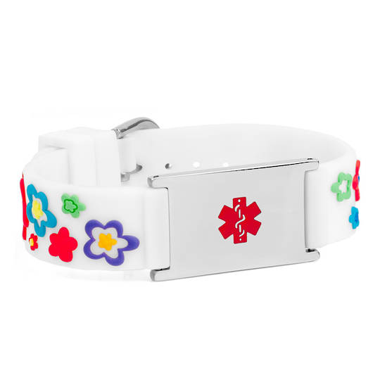 Fancy Flower Rubber Medical Bracelet for Kids